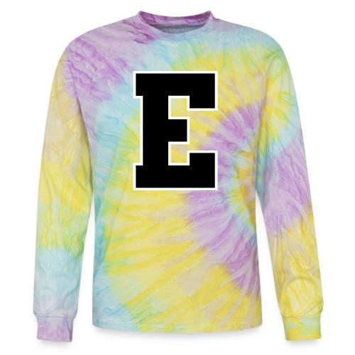 Varsity Letter E Collegiate Font Graphic - Tie Dye Long Sleeve T-shirt