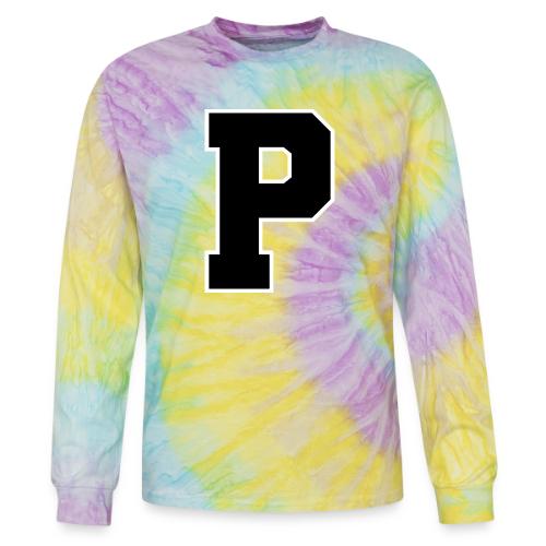 Varsity Letter P Athletic Alphabet Design - Tie Dye Long Sleeve T-shirt