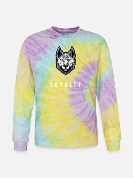 Wolf Loyalty Emblem Portrait - Tie Dye Long Sleeve T-shirt - mystique