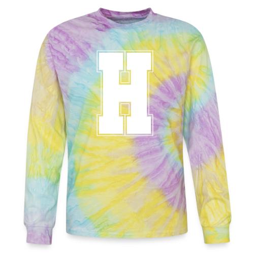 White Letter H – Varsity Alphabet Monogram - Tie Dye Long Sleeve T-shirt