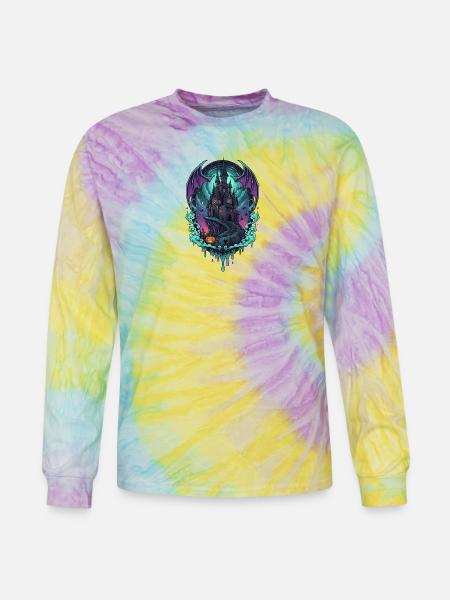 Moonlit Castle of Bats - Tie Dye Long Sleeve T-shirt - mystique