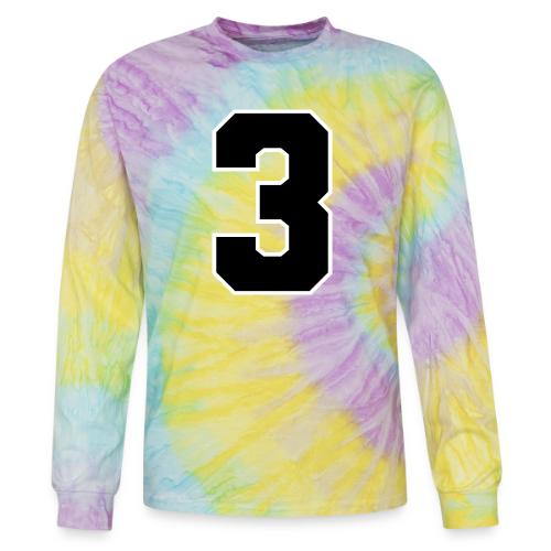 Varsity Number 3 Athletic Font - Tie Dye Long Sleeve T-shirt