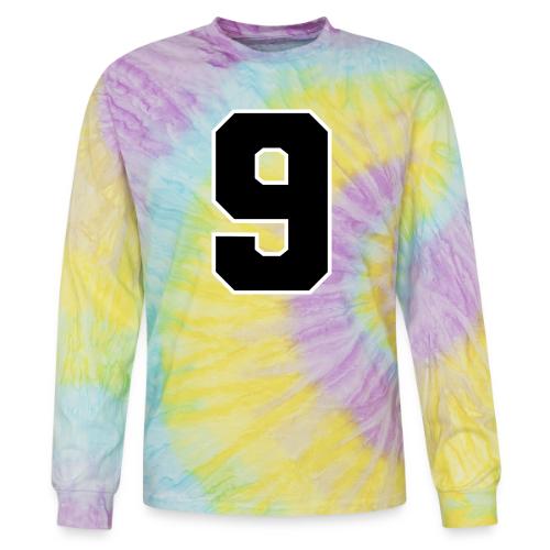 Varsity Number 9 Athletic Font - Tie Dye Long Sleeve T-shirt