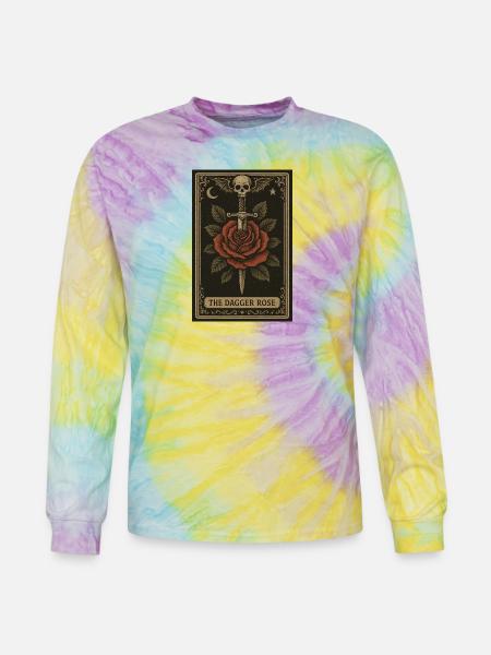 Dagger Rose Tarot Card - Tie Dye Long Sleeve T-shirt - mystique