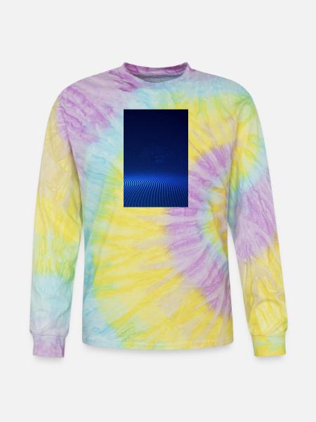 Blue Halftone Wave - Tie Dye Long Sleeve T-shirt - mystique
