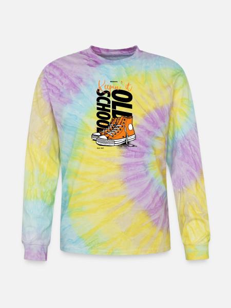Vibrant Orange Sneakers Illustration - Tie Dye Long Sleeve T-shirt - mystique