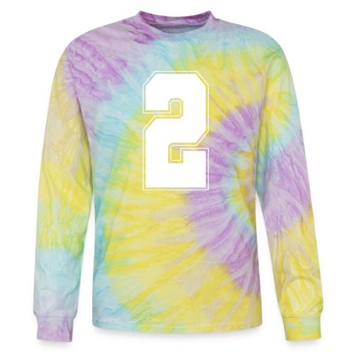 White Number 2 – Varsity Font - Tie Dye Long Sleeve T-shirt