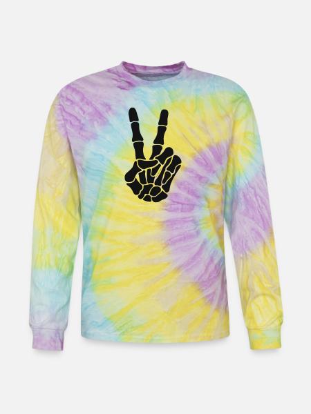Skeleton Hand Rock On Silhouette - Tie Dye Long Sleeve T-shirt - mystique
