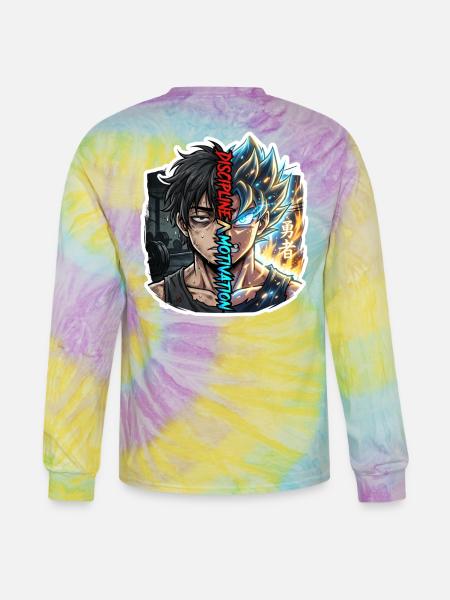 Dual Neon Warrior Split - Tie Dye Long Sleeve T-shirt - mystique