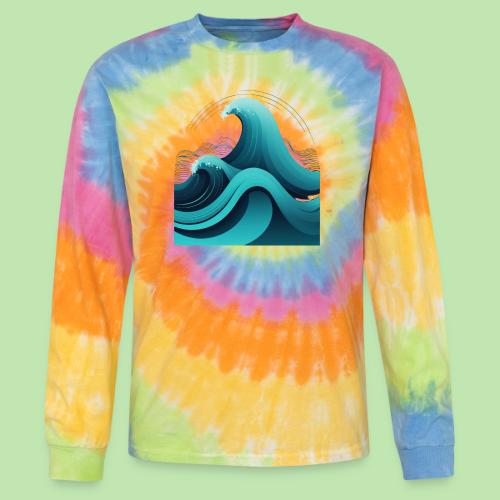 Dynamic Ocean Wave Illustration - Tie Dye Long Sleeve T-shirt