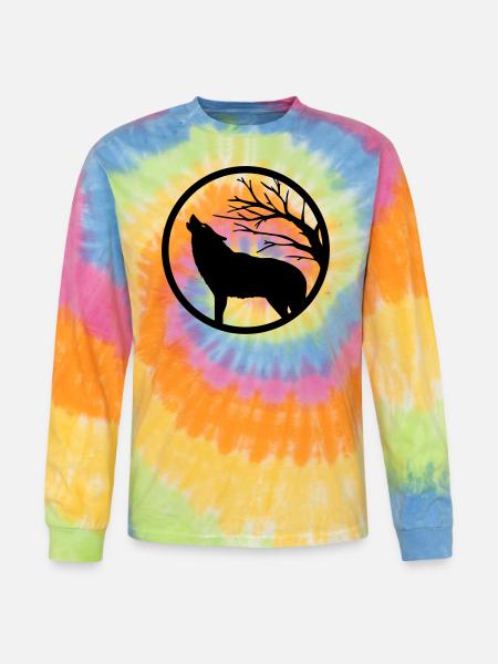 Howling wolf - Tie Dye Long Sleeve T-shirt - rainbow