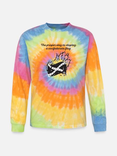 Burn the Confederate Flag - Tie Dye Long Sleeve T-shirt - rainbow