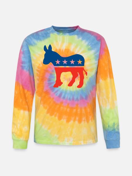 Democrat Logo - Tie Dye Long Sleeve T-shirt - rainbow