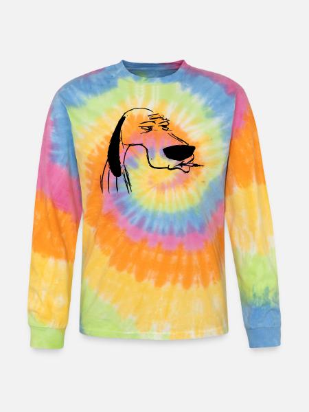 smoking dog - Tie Dye Long Sleeve T-shirt - rainbow