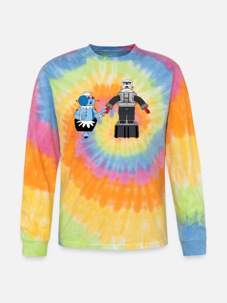 Rosie and Lost in Space Robot - Tie Dye Long Sleeve T-shirt - rainbow