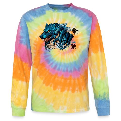 Blue Wolf Graffiti Street Art - Tie Dye Long Sleeve T-shirt