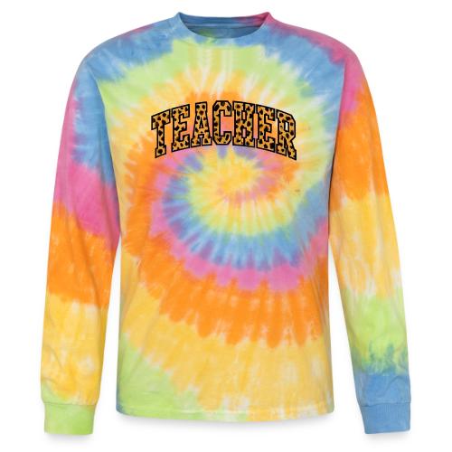 Leopard Print Teacher Typography - Tie Dye Long Sleeve T-shirt