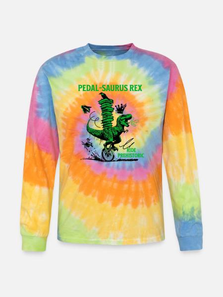 Pedal-Saurus Rex – Ride Prehistoric - Tie Dye Long Sleeve T-shirt - rainbow