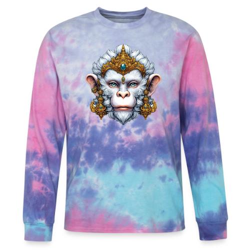 Thai Hanuman Monkey Deity Mask - Tie Dye Long Sleeve T-shirt