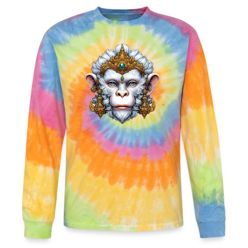 Thai Hanuman Monkey Deity Mask - Tie Dye Long Sleeve T-shirt
