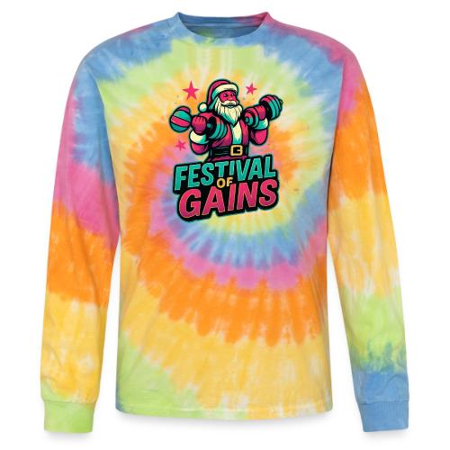 Festival of Gains Funny Gym Santa Christmas - Tie Dye Long Sleeve T-shirt