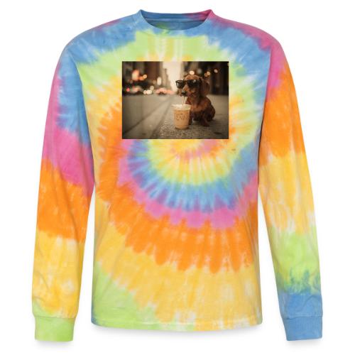 Funny Dachshund Iced Coffee Lover Tee - Tie Dye Long Sleeve T-shirt