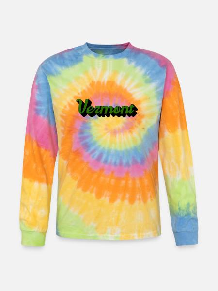 Green Vermont - Tie Dye Long Sleeve T-shirt - rainbow