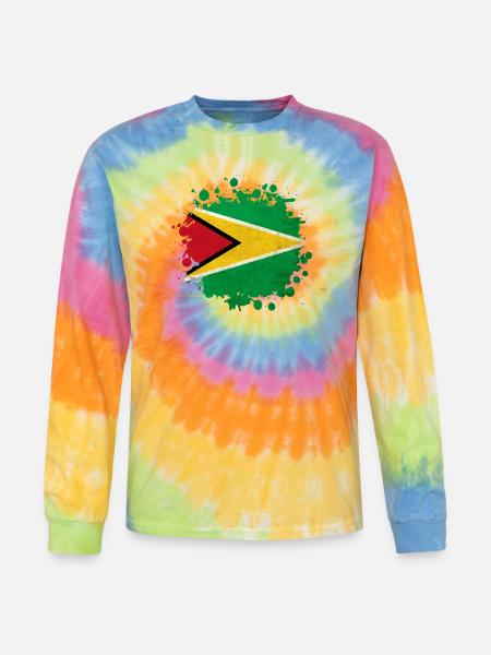 Guyana flag blob - Tie Dye Long Sleeve T-shirt - rainbow