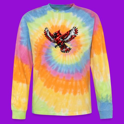 Silver Cardinal in Flight - Tie Dye Long Sleeve T-shirt