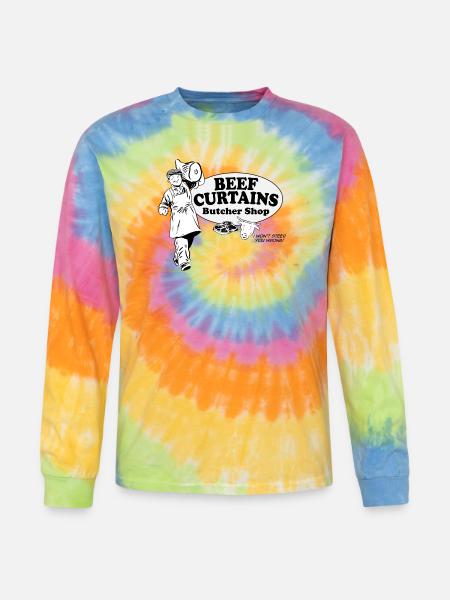 Beef Curtains Butcher Shop - Tie Dye Long Sleeve T-shirt - rainbow