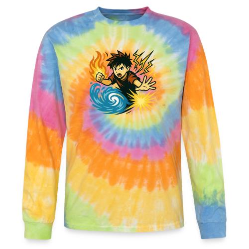 Anime Elemental Warriors | Fire, Water, Lightning - Tie Dye Long Sleeve T-shirt