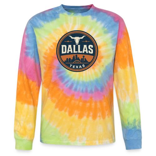 Vintage Dallas Texas Western Skyline Retro Cowboy - Tie Dye Long Sleeve T-shirt