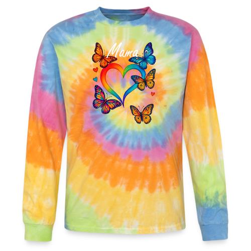 Mama Heart Personalized Kids’ Names gift - Tie Dye Long Sleeve T-shirt