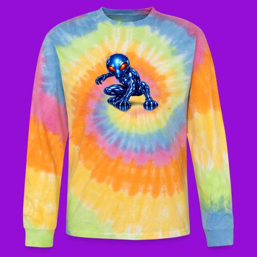 Blue Alien Crouch - Tie Dye Long Sleeve T-shirt