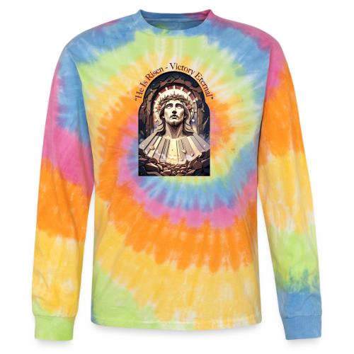Easter He Is Risen Face of Christ T Shirt, Gift - Tie Dye Long Sleeve T-shirt