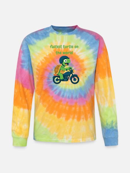 Turtle driver motorcycle - Tie Dye Long Sleeve T-shirt - rainbow