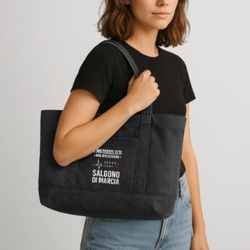 Motorcyclists Never Age Heartbeat Design - Cotton Pigment Dyed Tote Bag