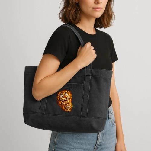 Crazy Double Lion Streetwear - Cotton Pigment Dyed Tote Bag