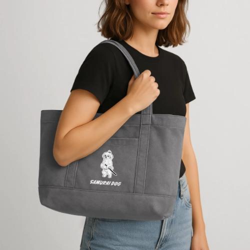 Samurai Maltese Katana Warrior Dog Tee - Cotton Pigment Dyed Tote Bag