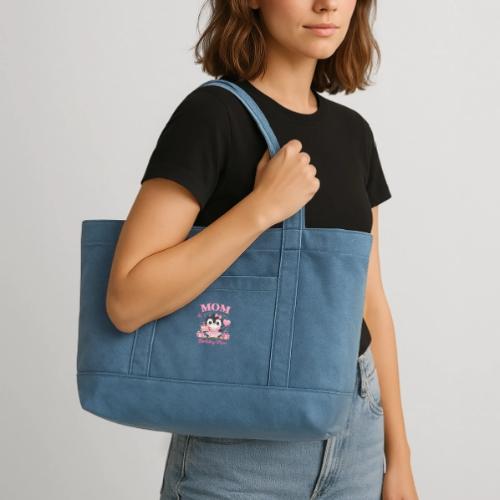 Cute Penguin Birthday Mom Kawaii Cake Balloon Gift - Cotton Pigment Dyed Tote Bag