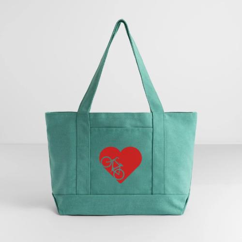 Bike in heart - Cotton Pigment Dyed Tote Bag