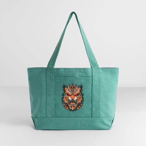 Tribal Demon Wolf Mask - Cotton Pigment Dyed Tote Bag
