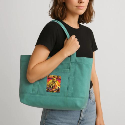 Labzilla Giant Yellow Labrador Monster Tee - Cotton Pigment Dyed Tote Bag