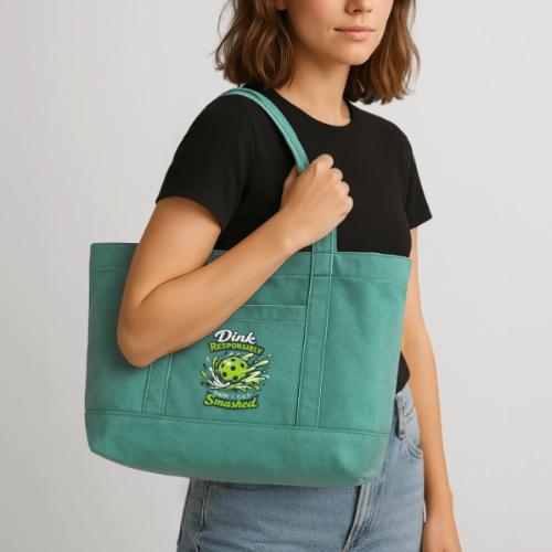 Dink Responsibly Don’t Get Smashed Pickleball Art - Cotton Pigment Dyed Tote Bag