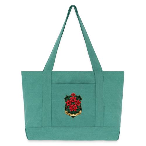 Poinsettia Crest T-Shirt - Cotton Pigment Dyed Tote Bag