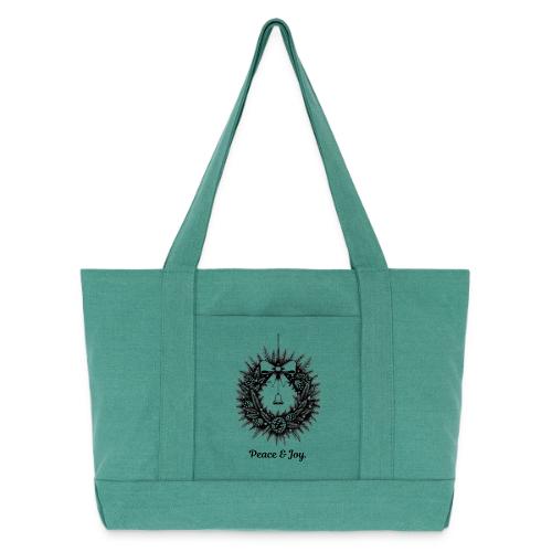 Peace & Joy T-Shirt | Minimalist Elegant Christmas - Cotton Pigment Dyed Tote Bag