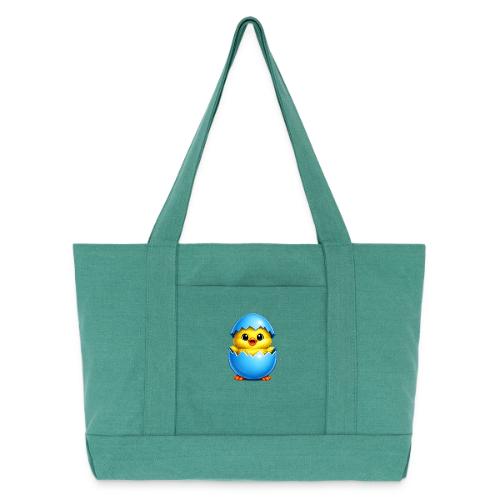 Easter Chick Blue - Cotton Pigment Dyed Tote Bag