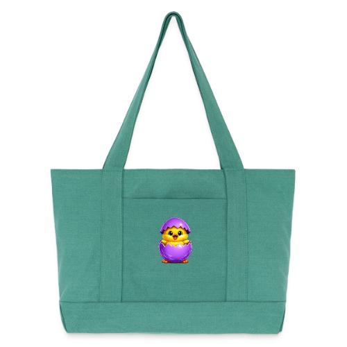 Easter Chick Purple - Cotton Pigment Dyed Tote Bag
