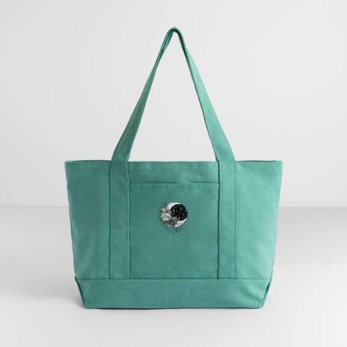 Crescent Moon Floral - Cotton Pigment Dyed Tote Bag
