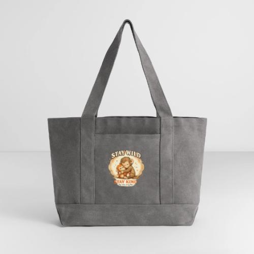 Stay Wild Stay Kind Punch Monkey Hug - Cotton Pigment Dyed Tote Bag